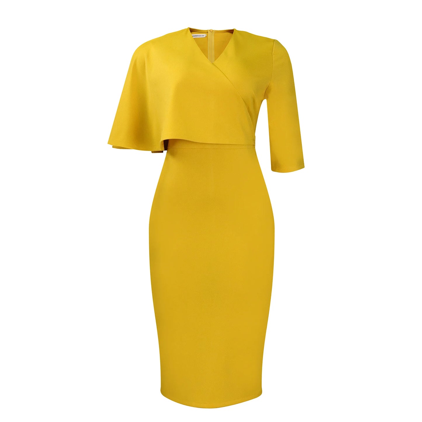 Pencil Skirt Half Sleeves Waist Wrapped Dress.