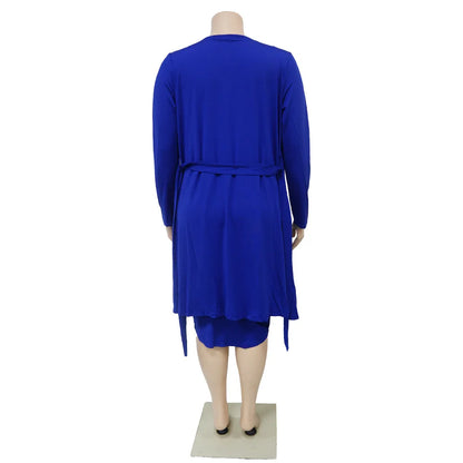 Long Sleeved Cloak Strap Large Bust Dress.