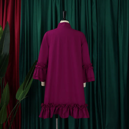 Loose Lacing Auricular Edge 3/4 Sleeve Dress.