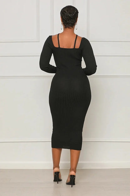 Hollow Knitted Tight Dress.