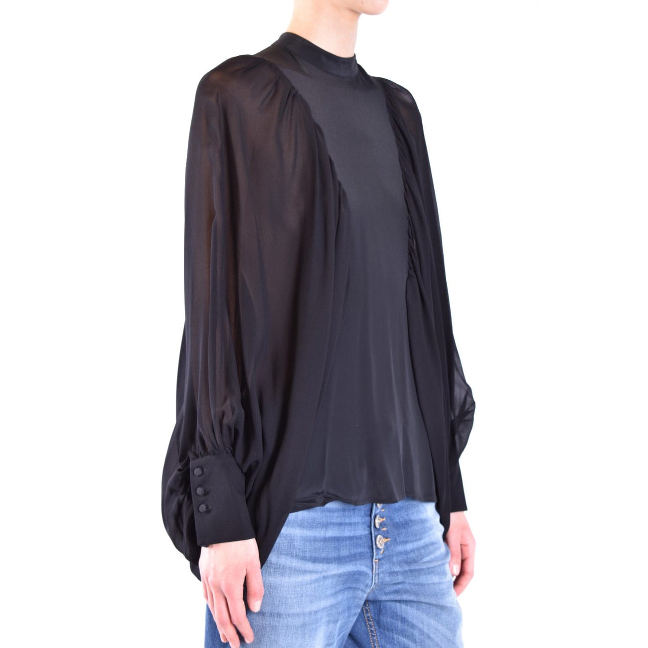 Dondup Clothing Blouse Black / 40_IT Dondup Black Long Sleeve Women Blouse