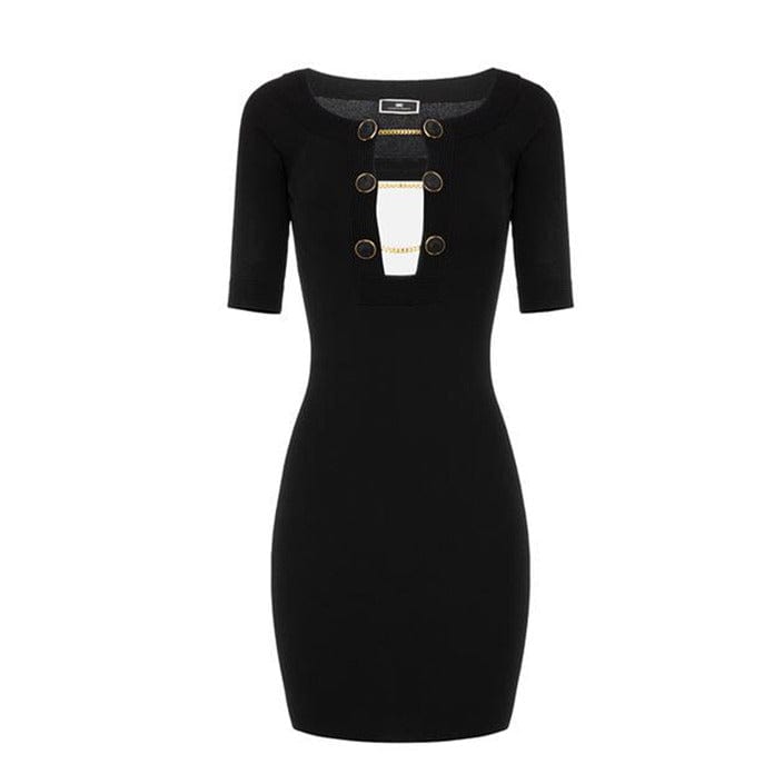 Elisabetta Franchi Clothing Dresses Black / 40_IT Elisabetta Franchi Midi Black Dresses For Women