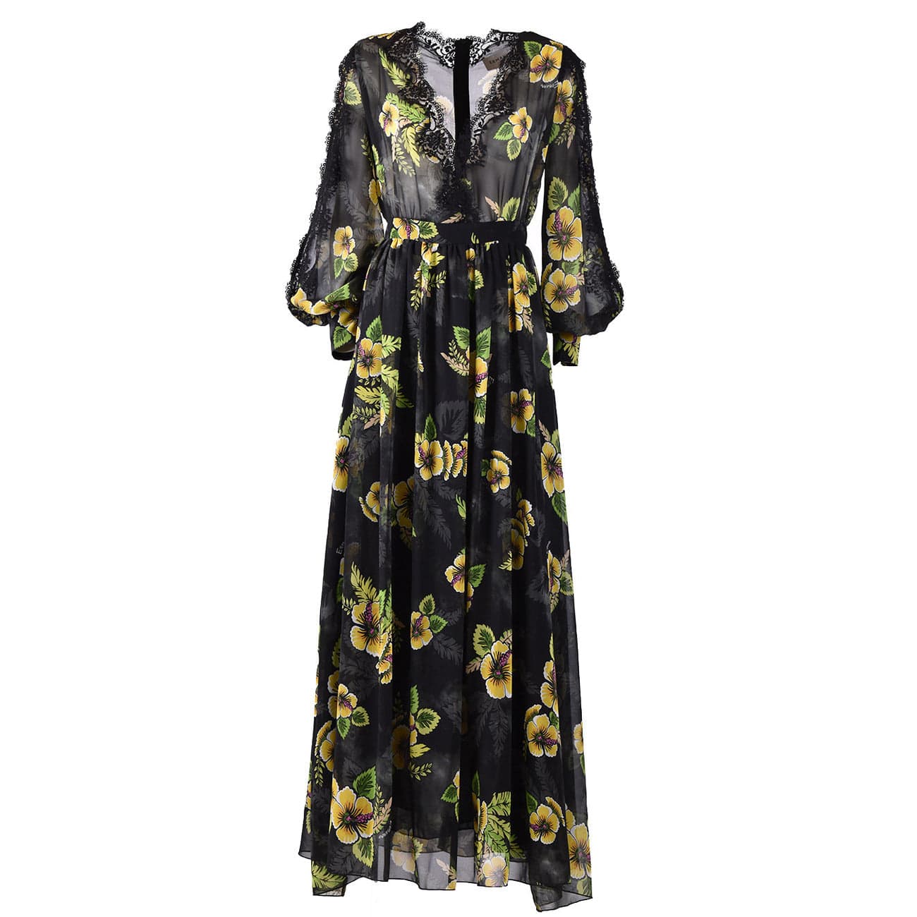 Ermanno Clothing Dresses Black / 40_IT Ermanno Floral Printed Women Dress