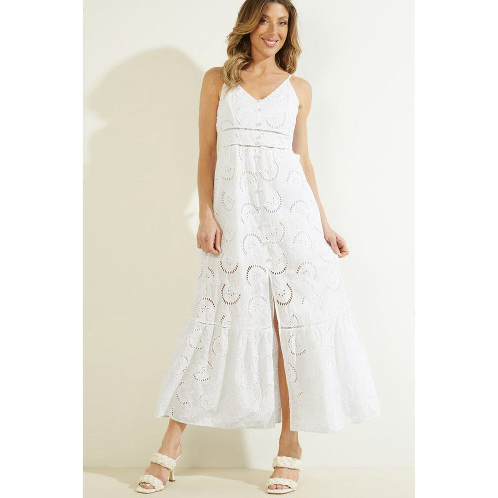 Guess Clothing Dresses Guess White Midi Women Dress