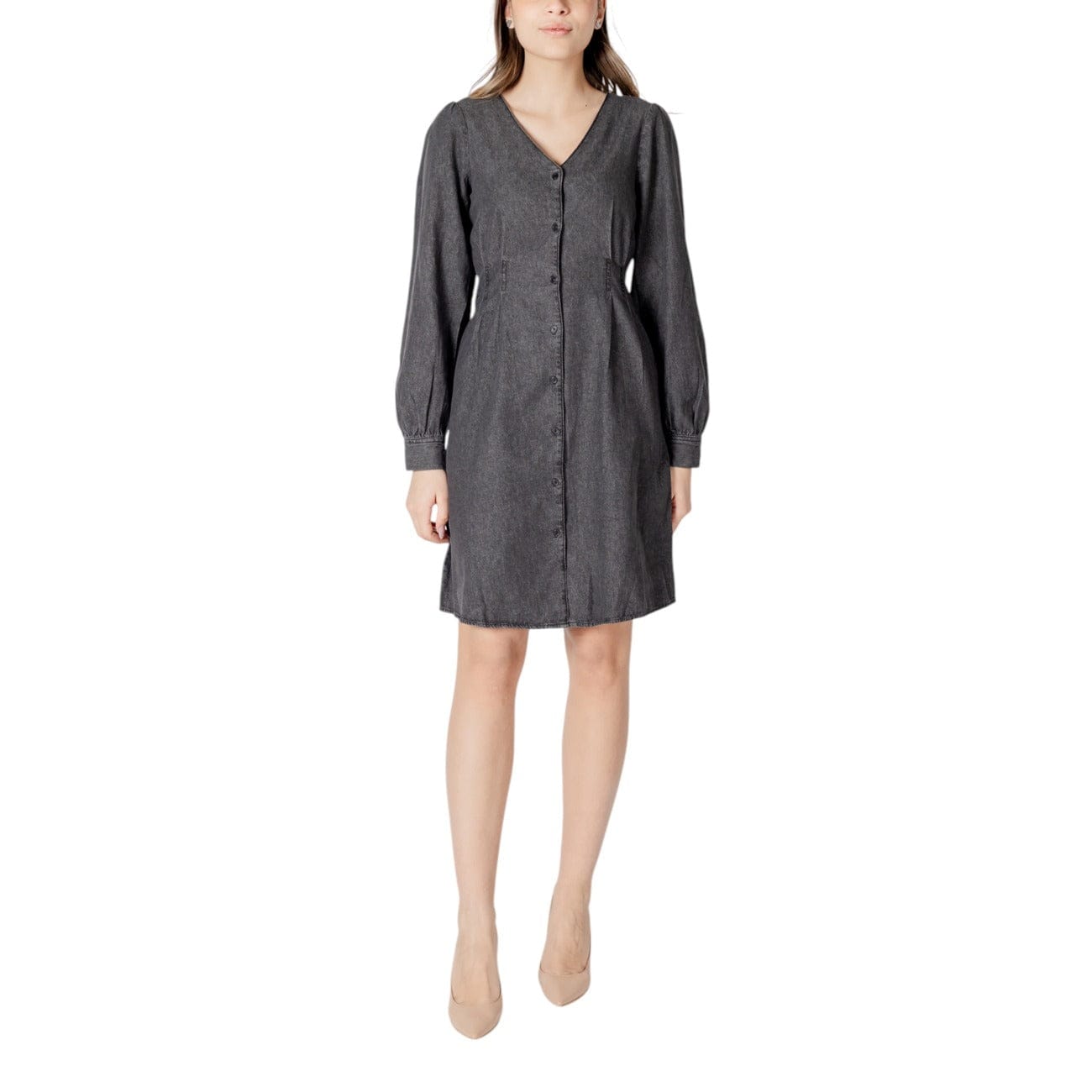 Ichi Clothing Dresses Black / 34 Ichi Casual Midi Women Dress