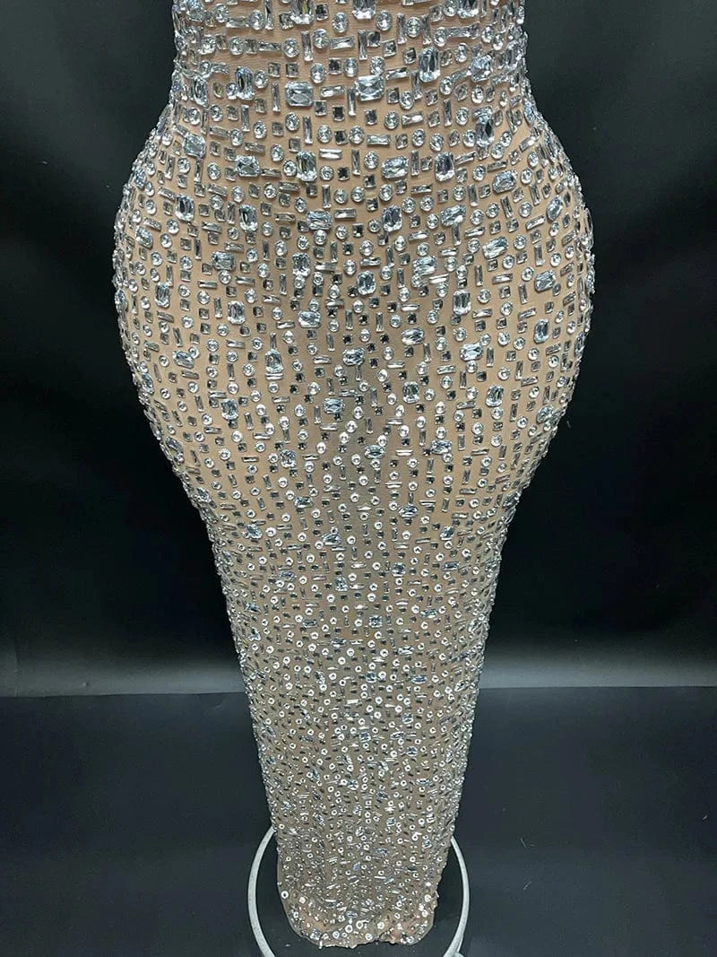 Missheko Luxury Crystal Diamond Long Dress.