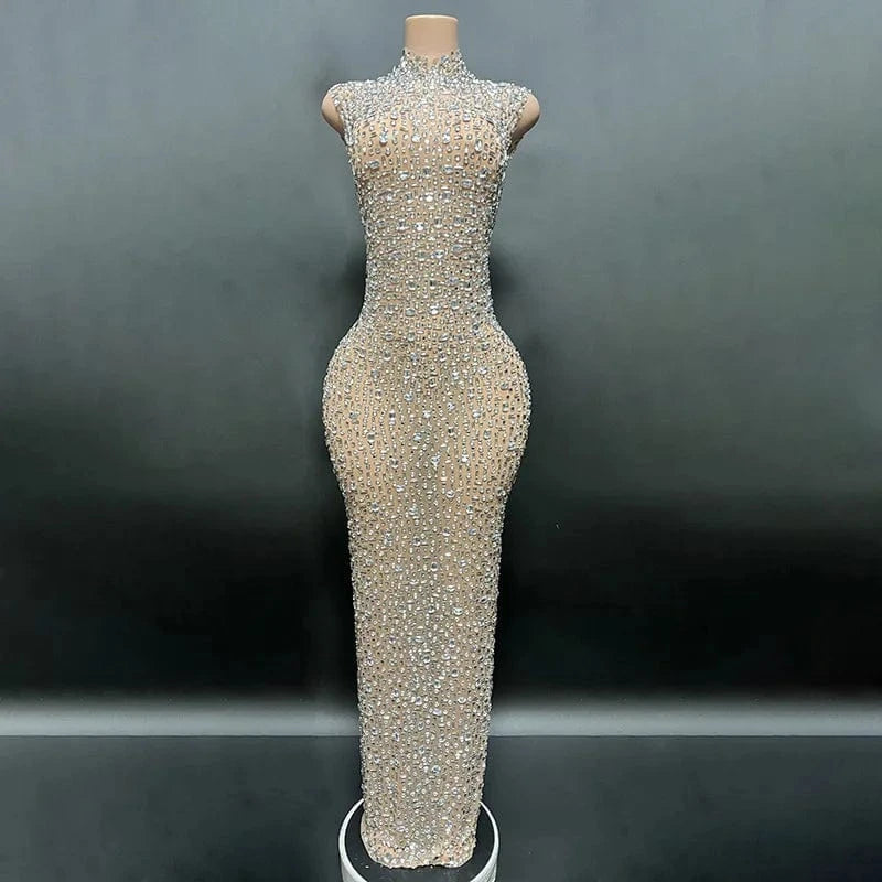 Missheko Picture Color / L Luxury Crystal Diamond Long Dress.