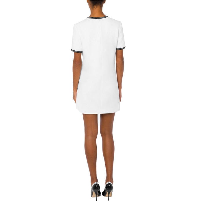 Moschino Clothing Dresses White / 40_IT Moschino White Midi Smock Dress Women Front Pocket Dress