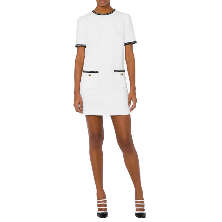 Moschino Clothing Dresses White / 40_IT Moschino White Midi Smock Dress Women Front Pocket Dress