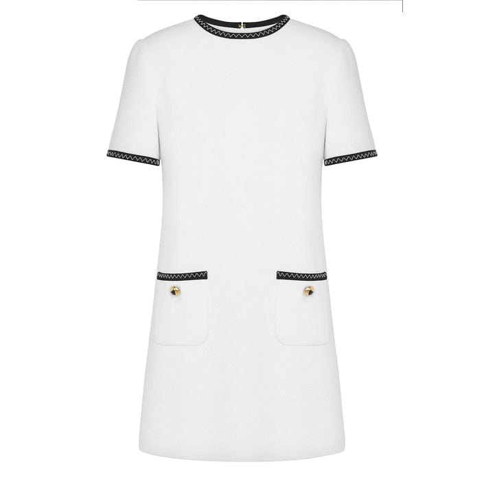 Moschino Clothing Dresses White / 40_IT Moschino White Midi Smock Dress Women Front Pocket Dress