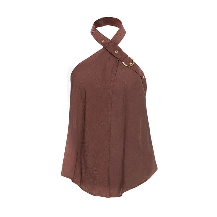 Pinko Clothing Tops Brown / XS Pinko Crop Tops For Women Sleeveless Women Top