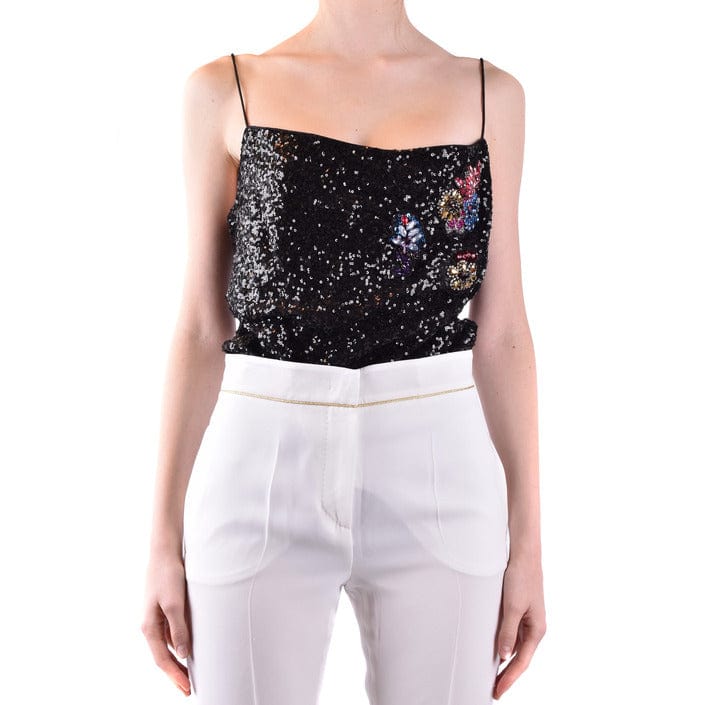 Pinko Clothing Tops Black / 40_IT Pinko Summer Tops For Women Black Floral Pattern Top