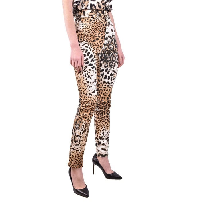 Roberto Cavalli Clothing Trousers beige / 42_IT Roberto Cavalli Leopard Printed Women Trousers